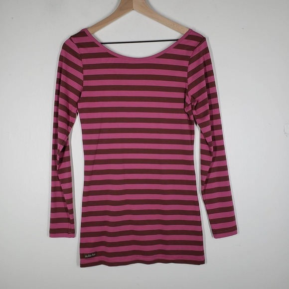 Matilda Jane Callie Stripe Long Sleeve Tee Women's S Purple Brown Long Sleeve - Picture 4 of 6